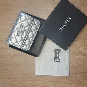 Chanel Silver Quilted Mini Bag